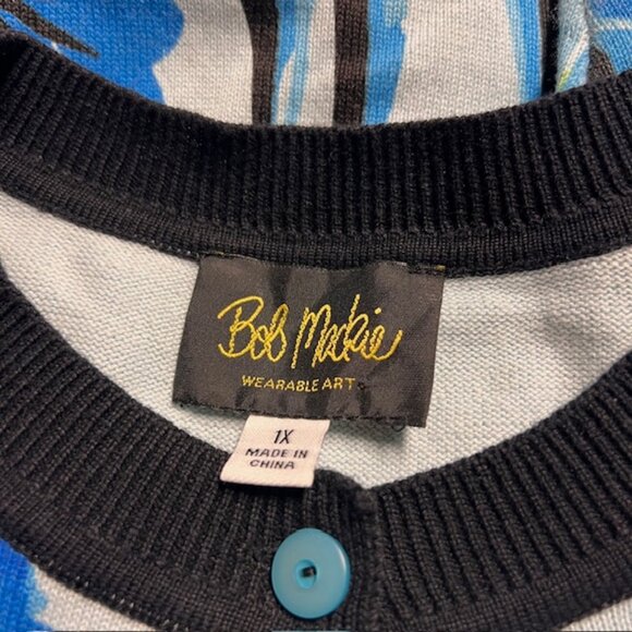 Bob Mackie Wearable Art Blue, Black & Green Cardigan Size 1X - Picture 9 of 9